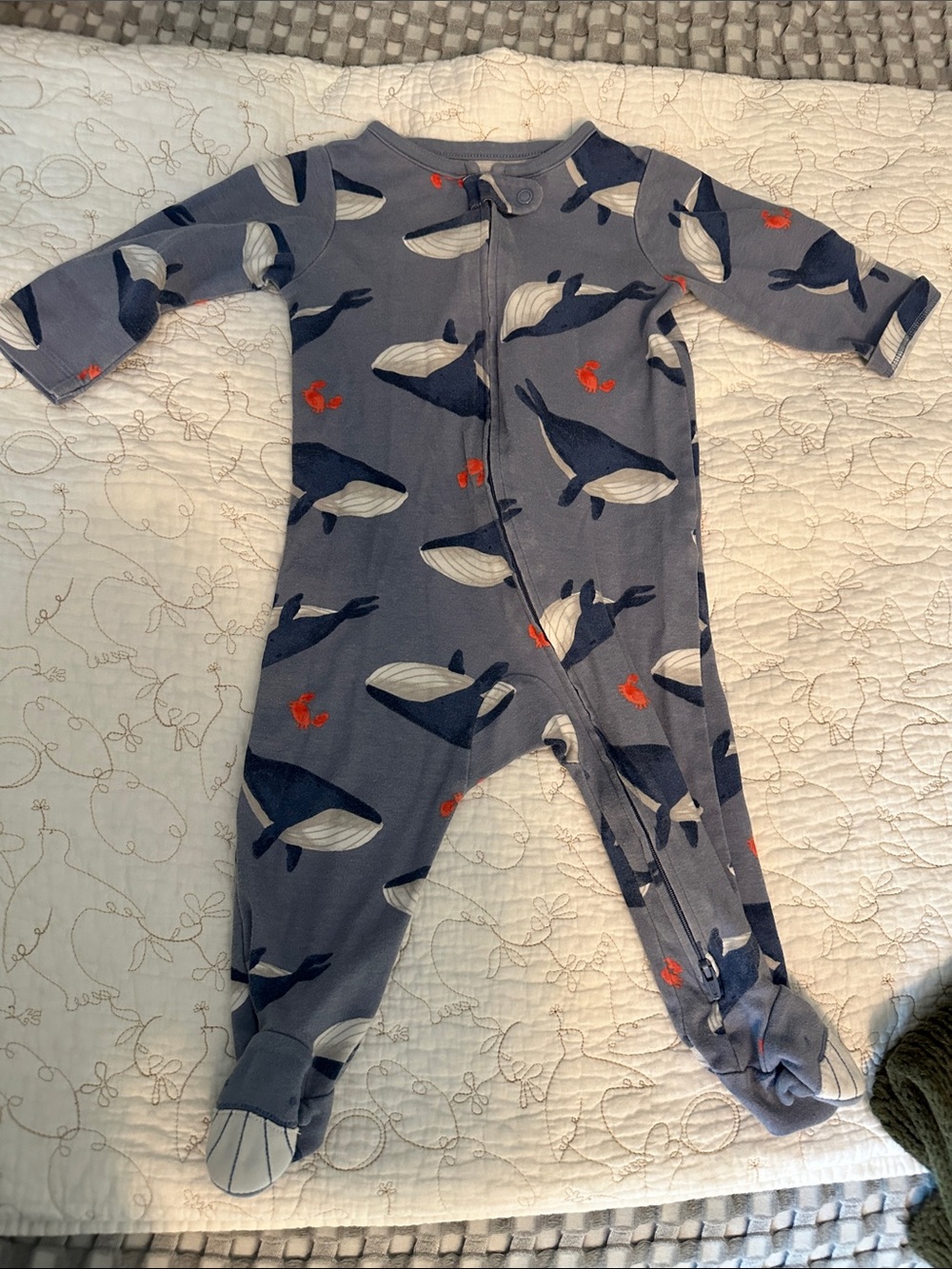 Carter's Gray Whale & Crab Footed One-Piece